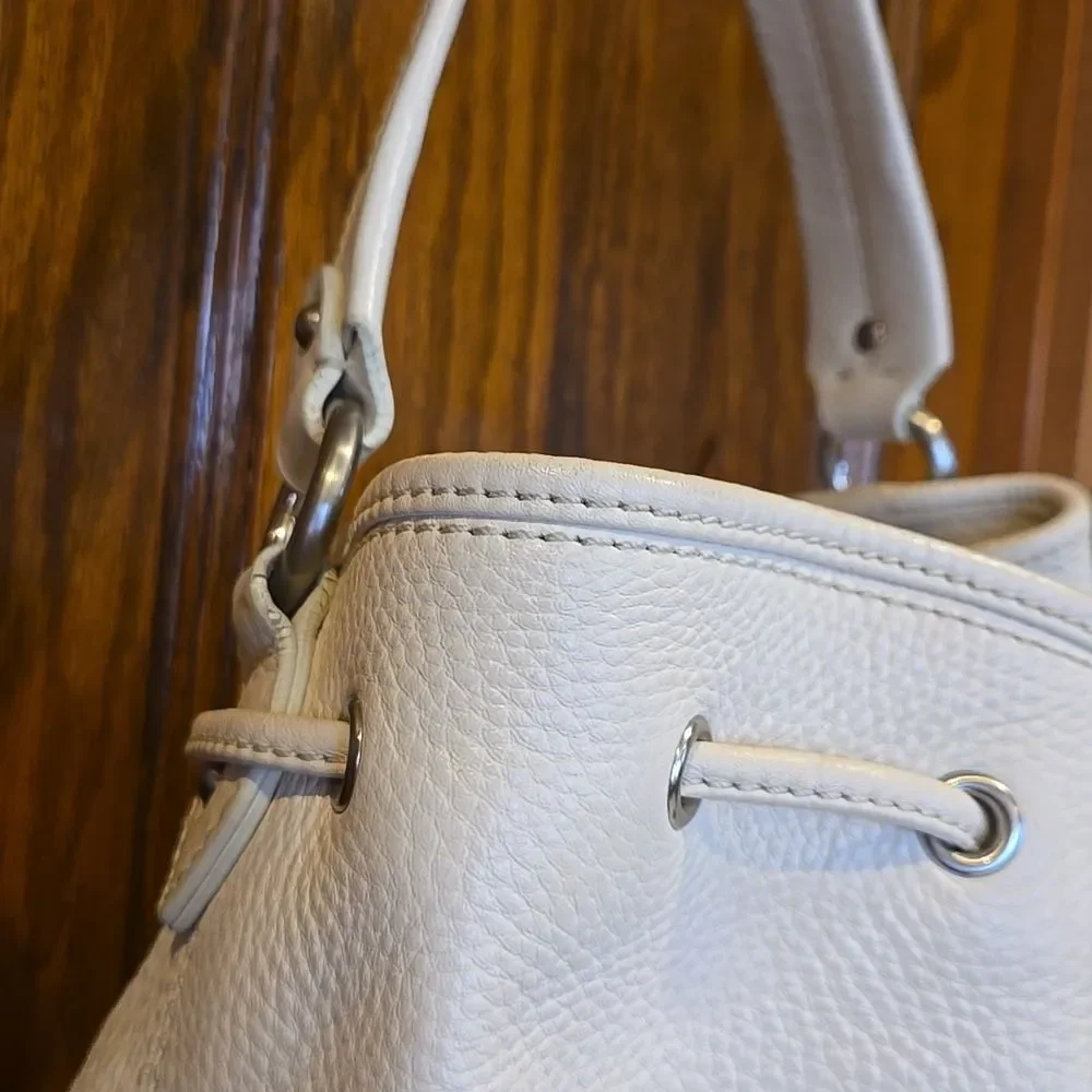 Cole Haan Elegant White Ivory Leather Bucket Bag